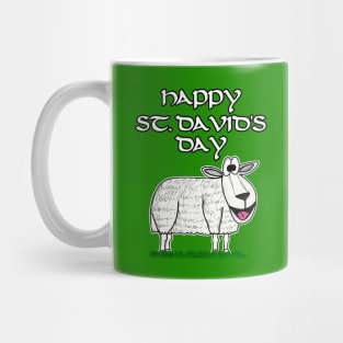 Happy St David's Day Sheep Welsh Wales Funny Mug